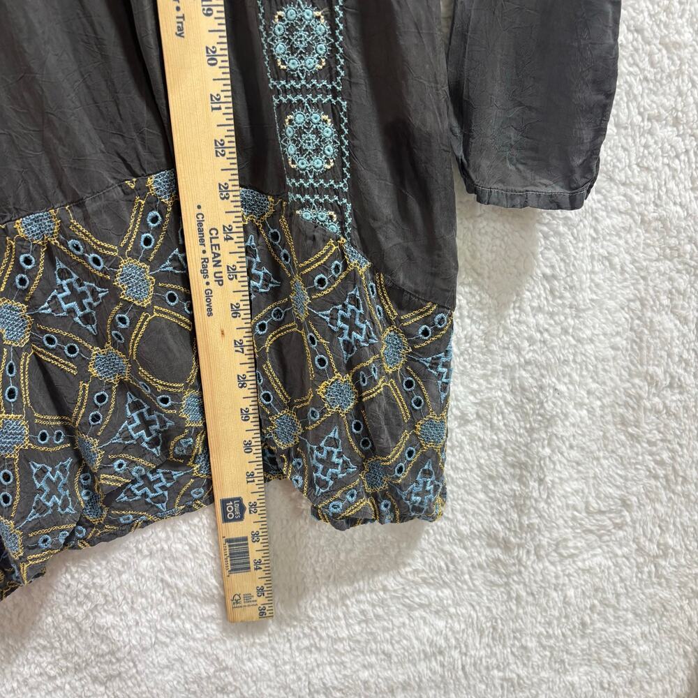 Johnny Was Embroidered Long Sleeve Tunic Top  Size s/XS boho festival fairy goth - Picture 5 of 11